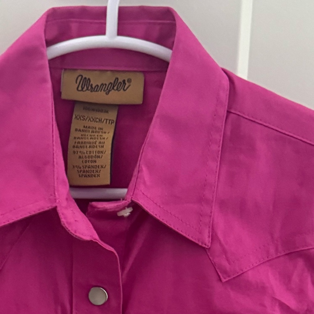 Wrangler Kids Hot Pink Western Button-Up Shirt - Picture 2 of 2